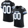 Custom Black Mesh Football Jersey with White-Light Blue
