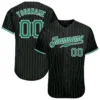 Custom Black Pinstripe Baseball Jersey with Kelly Green-White