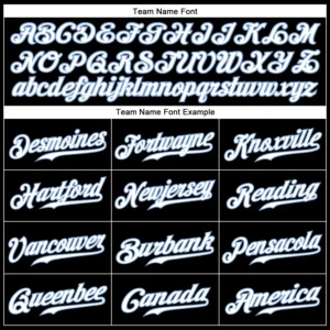 Custom Black Pinstripe Baseball Jersey with Light Blue-White - Image 2