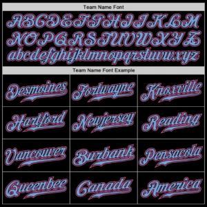 Custom Black Pinstripe Baseball Jersey with Pink-Light Blue - Image 3