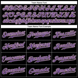 Custom Black Pinstripe Baseball Jersey with Purple-White - Image 2