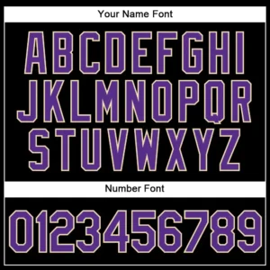 Custom Black Pinstripe Baseball Jersey with Purple-White - Image 3