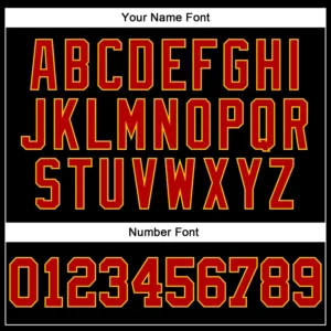 Custom Black Pinstripe Baseball Jersey with Red-Gold - Image 3