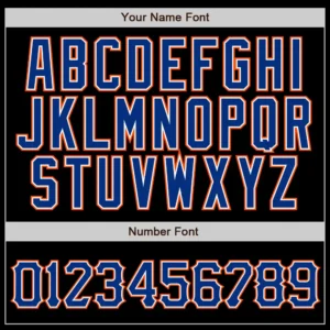 Custom Black Pinstripe Baseball Jersey with Royal-Orange - Image 2