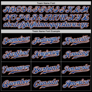 Custom Black Pinstripe Baseball Jersey with Royal-Orange - Image 3