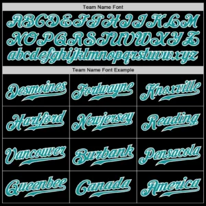 Custom Black Pinstripe Baseball Jersey with Teal-White - Image 3