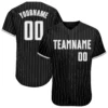 Custom Black Pinstripe Baseball Jersey with White-Gray