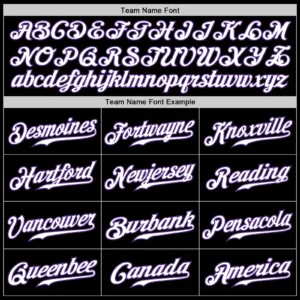 Custom Black Pinstripe Baseball Jersey with White-Purple - Image 2