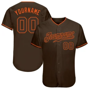 Custom Brown Baseball Jersey with Brown-Orange