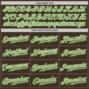 Custom Brown Baseball Jersey with Neon Green-White - Image 2