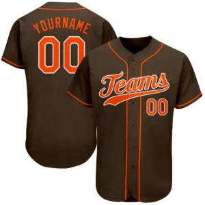 Custom Brown Baseball Jersey with Orange-White