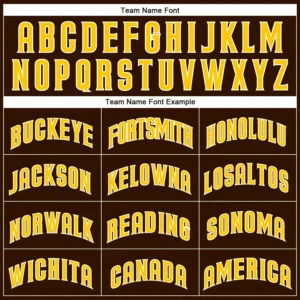 Custom Brown Pinstripe Baseball Jersey with Gold-White - Image 2