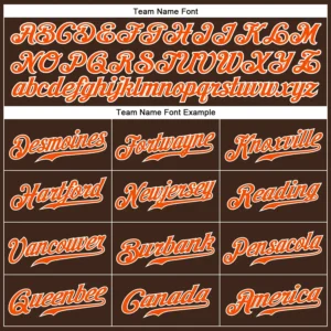 Custom Brown Pinstripe Baseball Jersey with Orange-White - Image 2