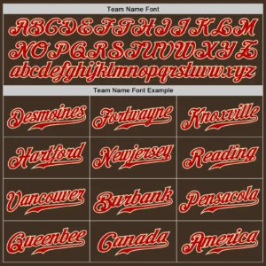 Custom Brown Pinstripe Baseball Jersey with Red-Cream - Image 3