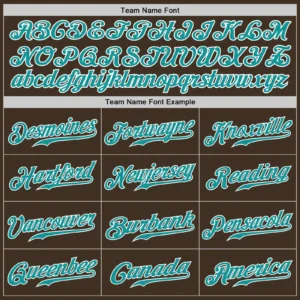 Custom Brown Baseball Jersey with Teal-White - Image 3