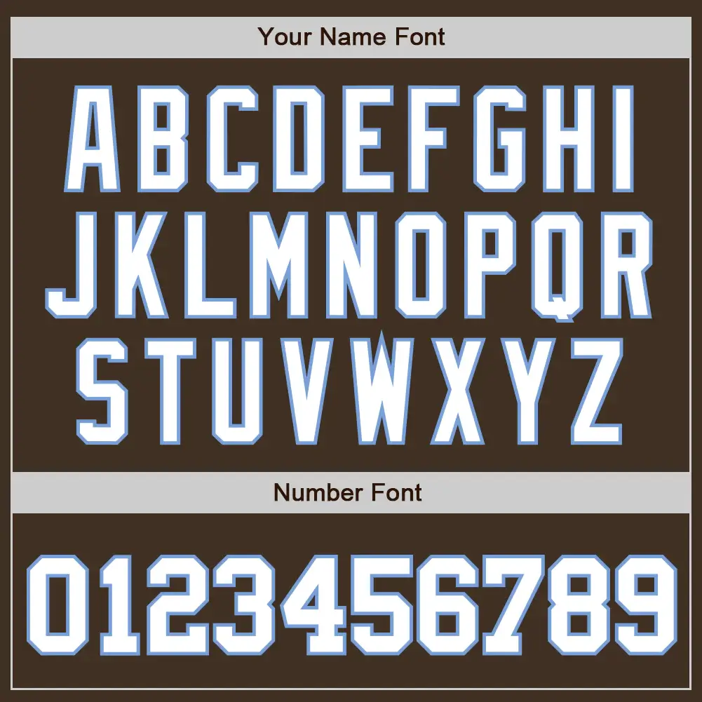 Custom Brown Baseball Jersey with White-Light Blue - Image 3