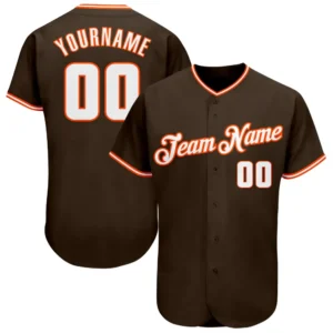 Custom Brown Baseball Jersey with White-Orange