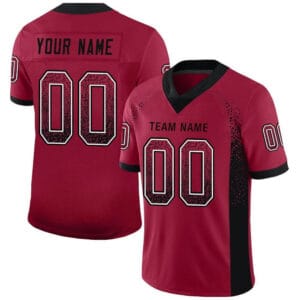 Custom Cardinal Mesh Drift Fashion Football Jersey with Black