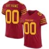 Custom Cardinal Mesh Football Jersey with Gold