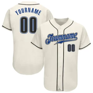 Custom Cream Baseball Jersey with Black-Royal