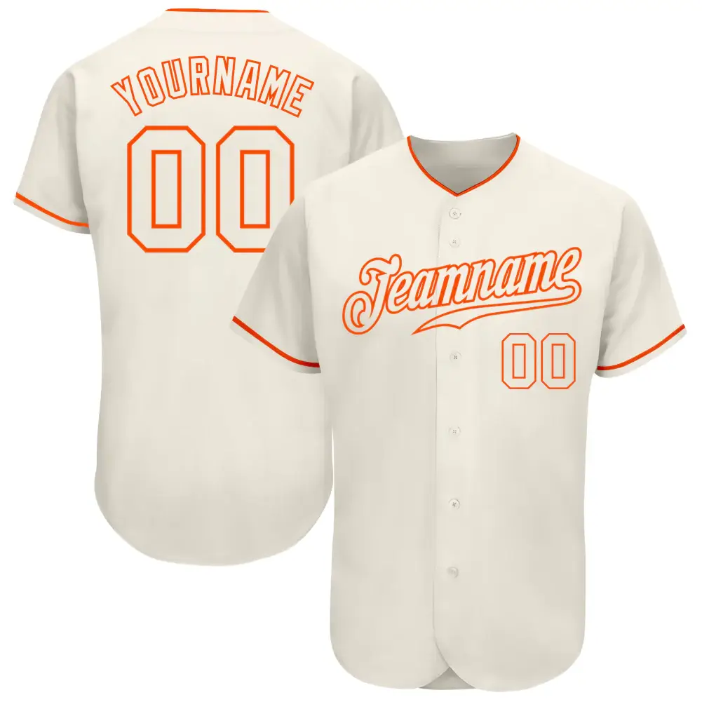 Custom Cream Baseball Jersey with Cream-Orange