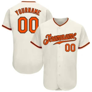 Custom Cream Baseball Jersey with Orange-Black