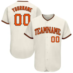 Custom Cream Baseball Jersey with Orange-Black