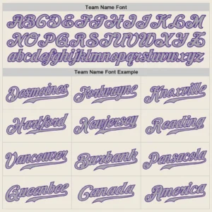 Custom Cream Baseball Jersey with Purple-Gray - Image 3
