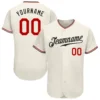 Custom Cream Baseball Jersey with Red-Black