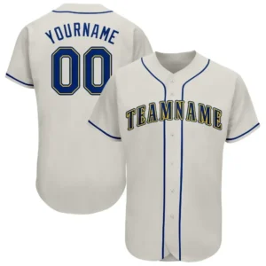 Custom Cream Baseball Jersey with Royal-Gold