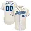 Custom Cream Baseball Jersey with Royal-Kelly Green