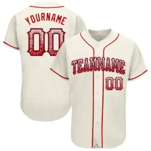 Custom Cream Drift Fashion Baseball Jersey with Red-Navy