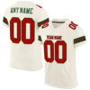 Custom Cream Mesh Football Jersey with Red-Green