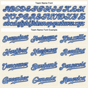 Custom Cream Pinstripe Baseball Jersey with Light Blue-Navy - Image 2