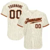 Custom Cream Pinstripe Baseball Jersey with Black-Orange