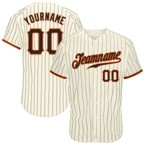 Custom Cream Pinstripe Baseball Jersey with Black-Orange