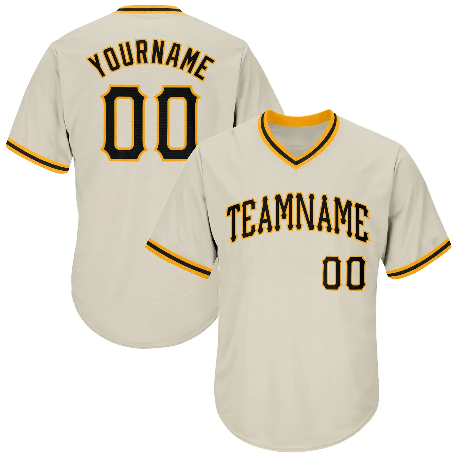 Custom Cream Throwback Baseball Jersey with Black-Gold