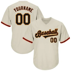 Custom Cream Throwback Baseball Jersey with Black-Orange