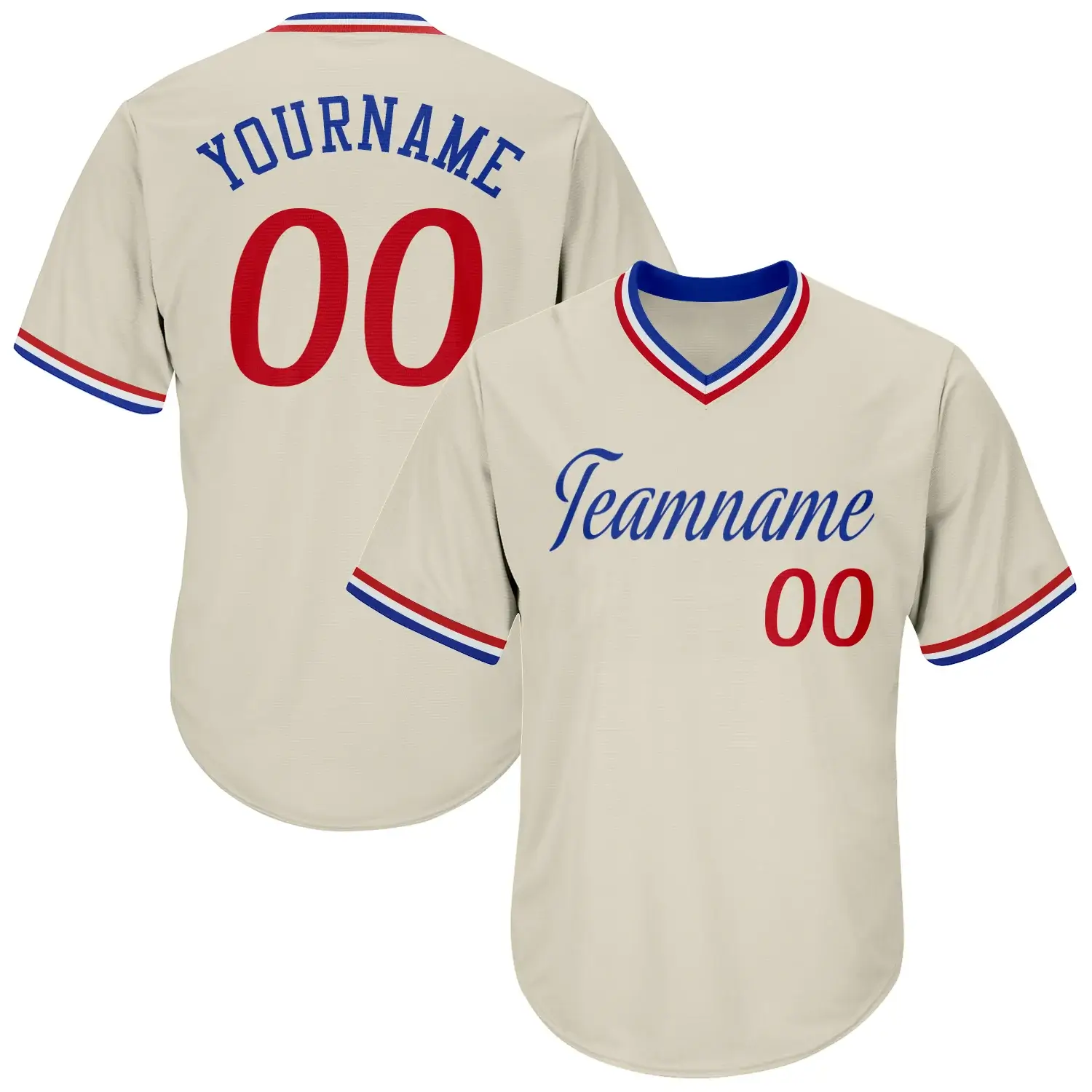 Custom Cream Throwback Baseball Jersey with Red-Royal