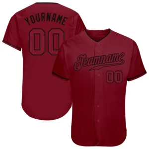 Custom Crimson Baseball Jersey with Crimson-Black