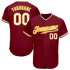 Custom Crimson Baseball Jersey with Gold-White
