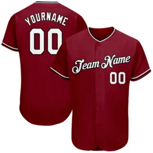 Custom Crimson Baseball Jersey with White-Black