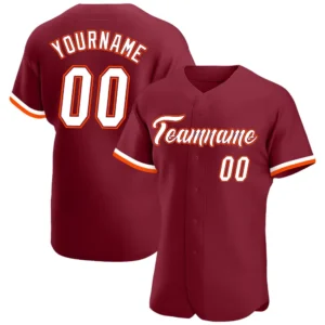 Custom Crimson Baseball Jersey with White-Orange
