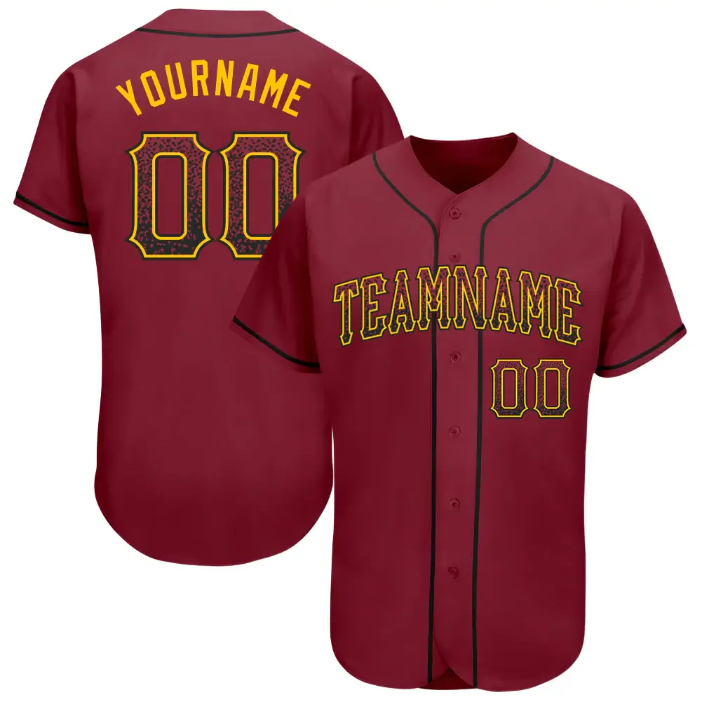 Custom Crimson Drift Fashion Baseball Jersey with Black-Gold