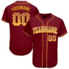 Custom Crimson Drift Fashion Baseball Jersey with Gold-White
