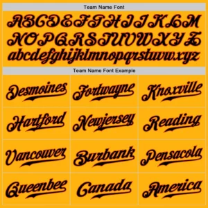 Custom Gold Baseball Jersey with Black-Orange - Image 2
