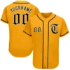 Custom Gold Baseball Jersey with Black-White