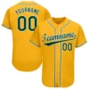 Custom Gold Baseball Jersey with Green-White