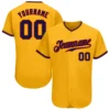 Custom Gold Baseball Jersey with Navy-Red