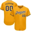 Custom Gold Baseball Jersey with Navy-White